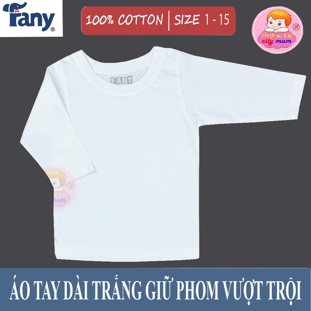 (Chất đẹp )ÁO THUN COTTON TAY DÀI TRẮNG CHO BÉ MẶC NHÀ VẢI MỊN MÁT HIỆU FANY