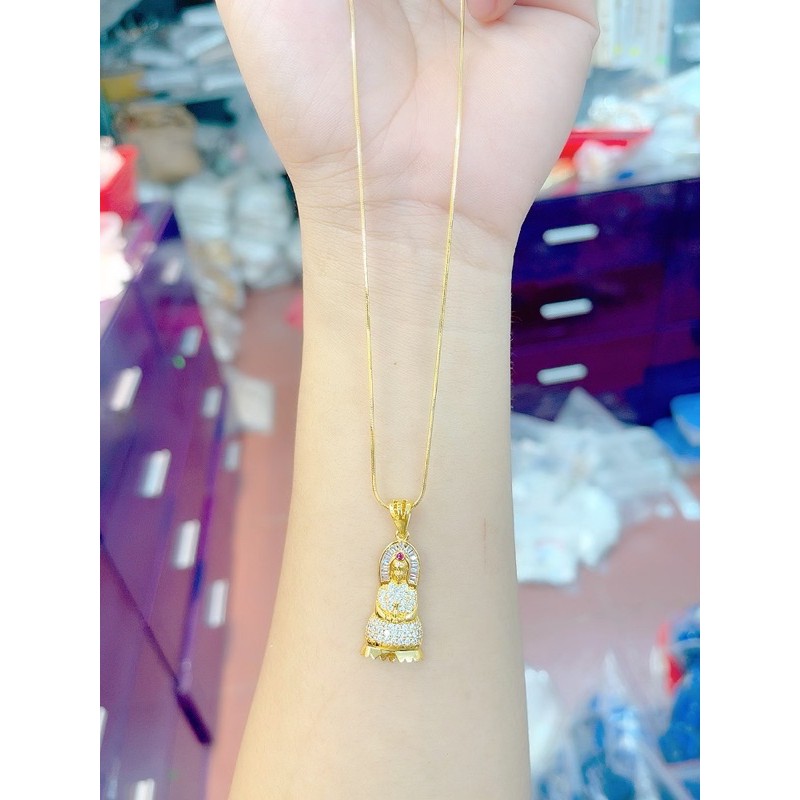 Dây chuyền mì mặt Phật mạ vàng