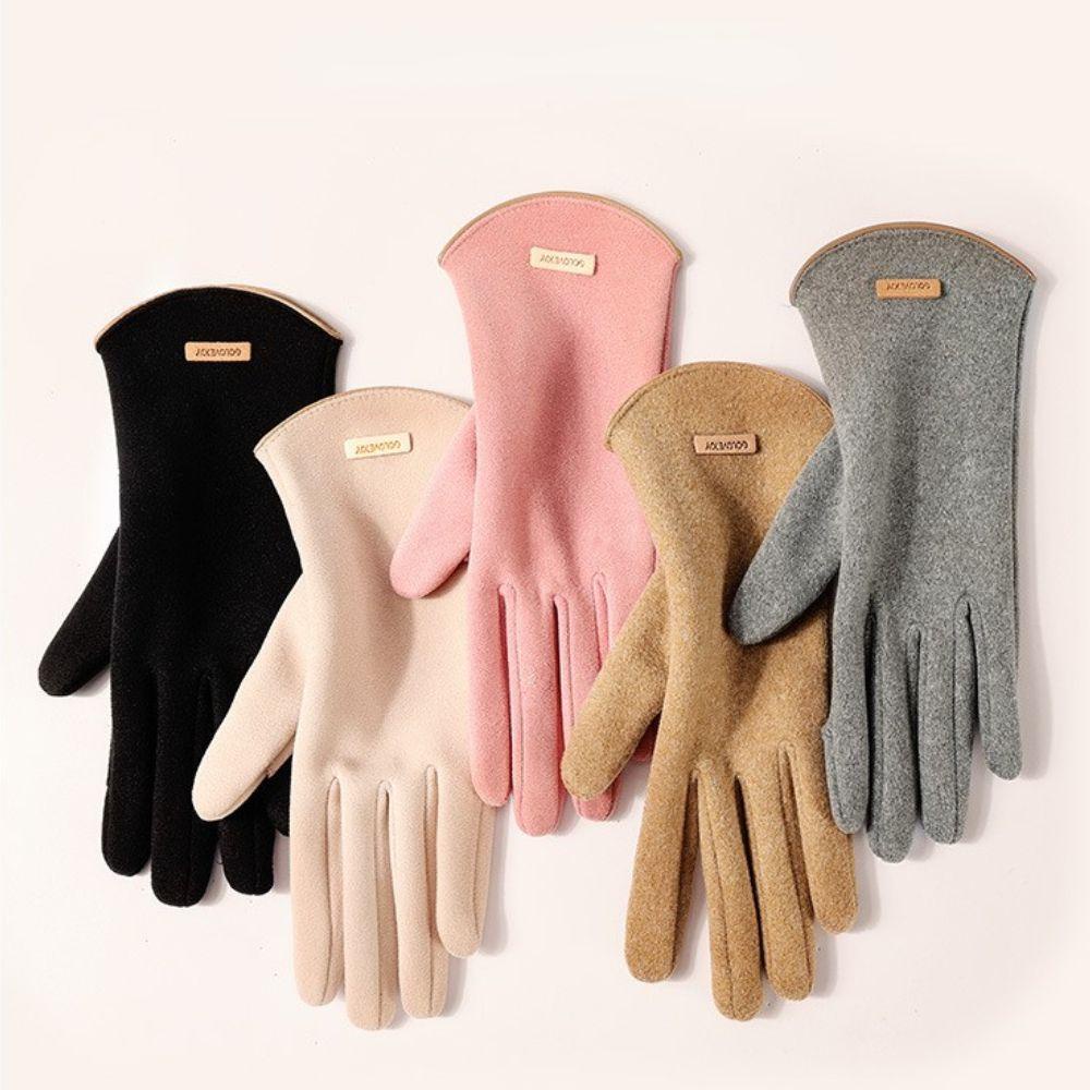 IVORY Găng Tay Lái Xe Vải Nhung Mềm Mại Chống Gió Mùa Đông Cho Nữ