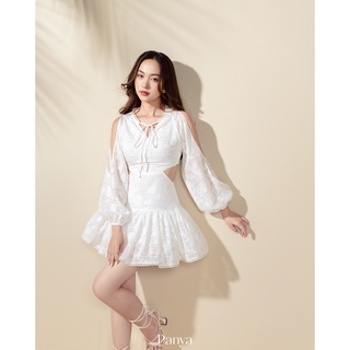 Váy tơ hoa cut-out khoét vai phối ren Aurora Dress - by Panya