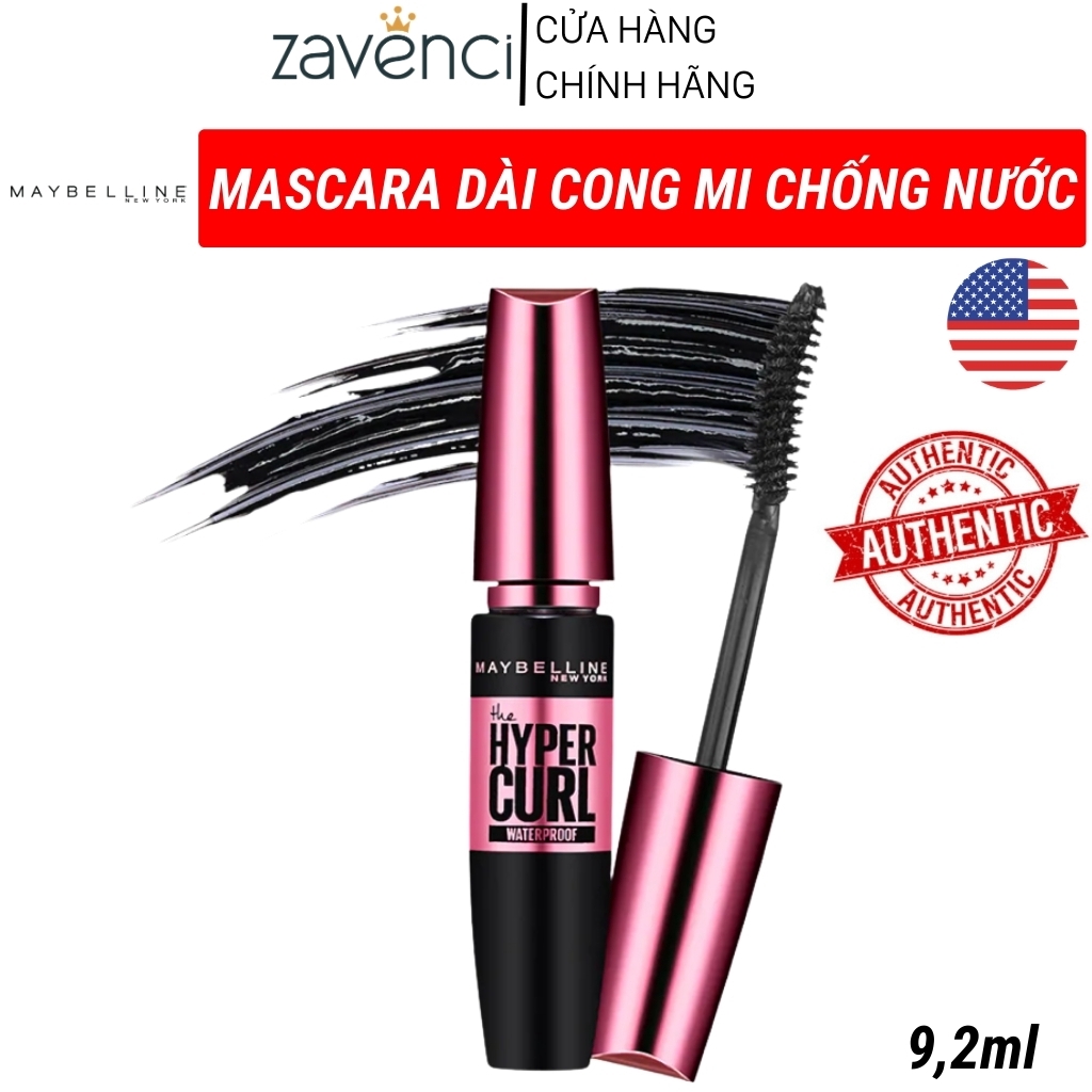 Mascara MAYBELINE The Hyper Curl Volum Express Waterproof Dài Cong Mi Chống Thấm Nước (9,2ml)