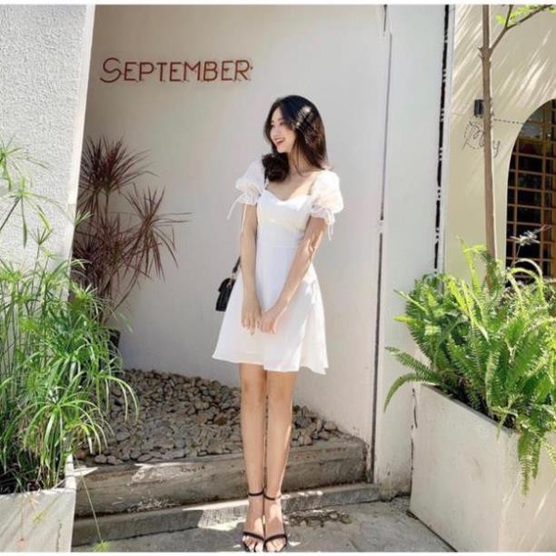 Đầm trắng xòe tay phồng dễ thương -Váy trắng dự tiệc cao cấp- Hàng thiết kế Free Ship Shop Xuka Shop Đẹp ⚡ *