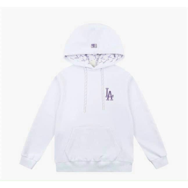 Áo nỉ MLB unisex dài tay nữ cao cấp in cao su nổi,form rộng,áo phông nỉ sweater có mũ màu trắng,xanh | BigBuy360 - bigbuy360.vn