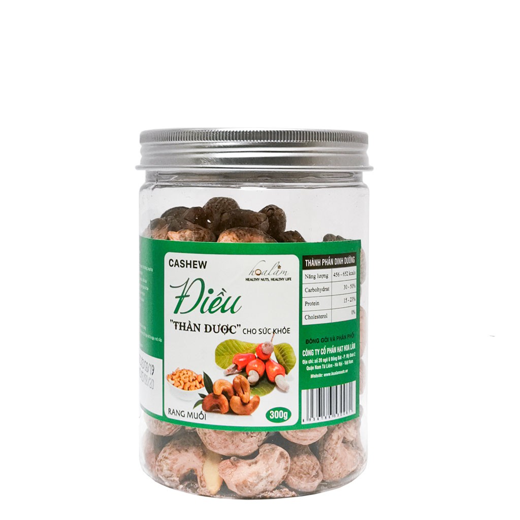 Hạt Điều Rang Muối Hoa Lâm Lọ 300g (CASHEW &quot;Thần Dược&quot; cho sức khỏe)