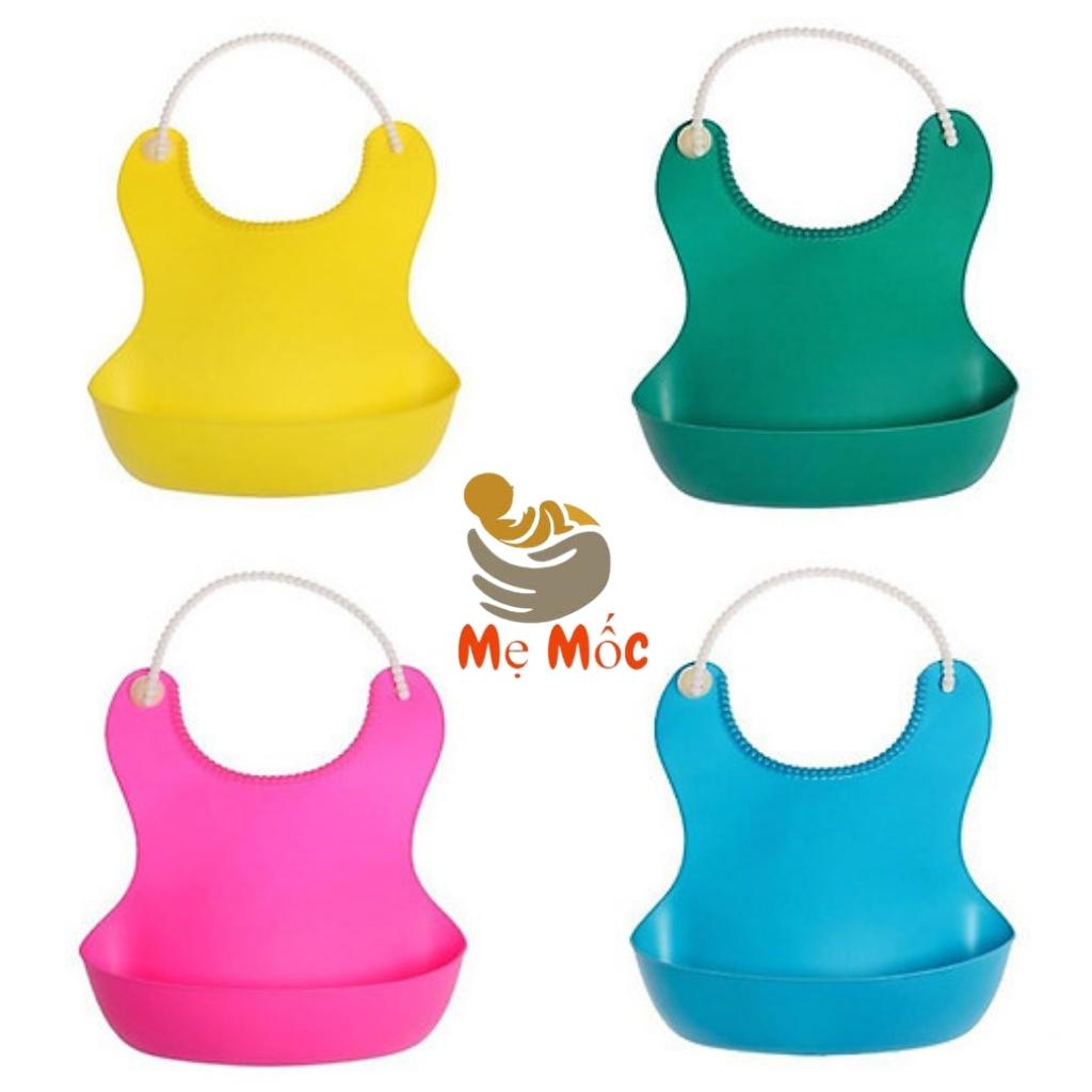 Yếm máng ăn dặm cho bé - Yếm ăn dặm có máng Silicon - Tiện gọn chống bẩn chống rơi vãi ,YM