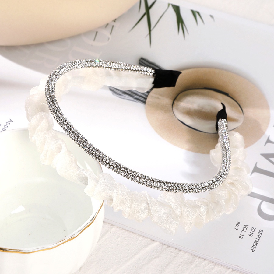 Băng Đô Cài Tóc Lưới Đính Đá &amp; Ngọc Trai Thanh Lịch Thời Trang Hàn Quốc