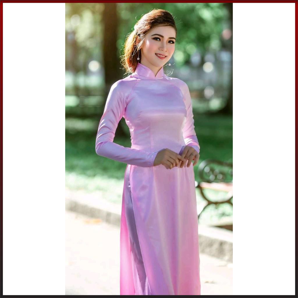 ÁO DÀI TRUYỀN THỐNG PHI BÓNG MÀU HỒNG, ÁO DÀI ĐẸP ADT2TPBH