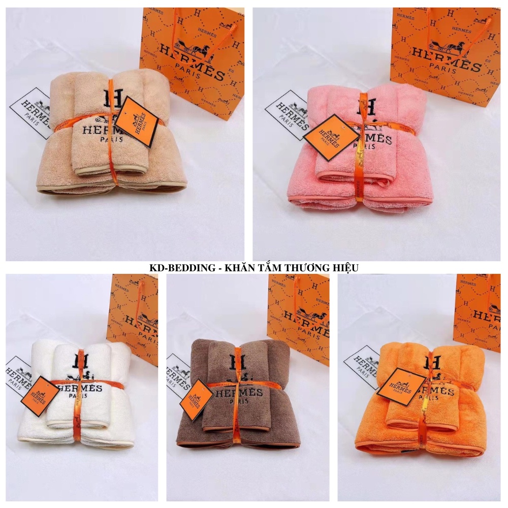 Bộ khăn tắm thương hiệu cao cấp nhập khẩu, Khăn mặt dày dặn KD BEDDING chính hãng tặng kèm túi