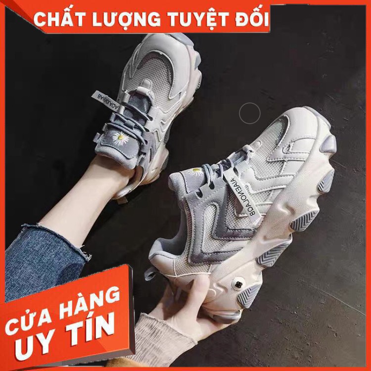 HÀNG NHẬP KHẨU -  Giày Sneakers Nữ Mũi Phản Quang Đế Cao Dạng Sóng Phối Lưới In Hình Hoa Cúc Hot 2020 - Hàng Nhập Khẩu