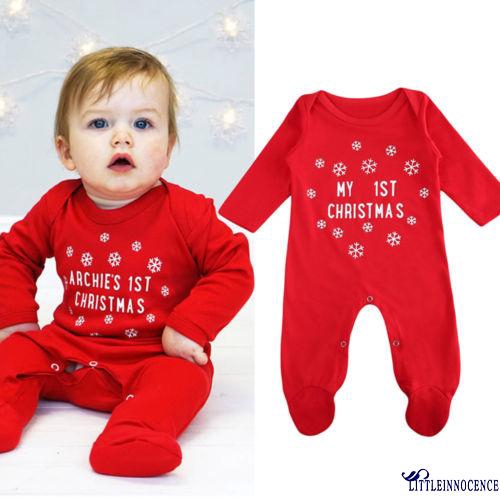 ❤XZQ-Cute Baby Christmas Clothes Sweet Casual Kids Newborn Fall Long Sleeve Red Xmas Sunsuit Jumpsuit Romper Outfits