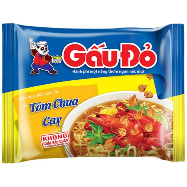 1 gói mỳ Gấu đỏ siêu mới vị Tôm chua cay + gà sợi phở