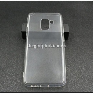 Ốp lưng dẻo silicon trong suốt cho samsung A8 2018 tặng kính cường lực