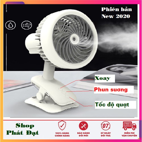 Quạt hơi nước- Quạt phun sương mini kẹp bàn ClipFan sạc dùng 4h 3 chế độ