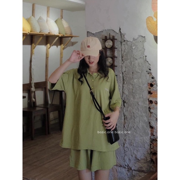 Set Bộ Áo Polo Mix Quần Trơn Unisex Dáng Rộng( ảnh thật 100% tự chụp ) | BigBuy360 - bigbuy360.vn
