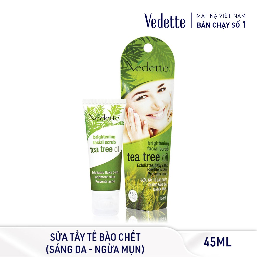  Bộ Dưỡng Da Ngừa Mụn Chiết Xuất Từ Tràm Trà Tea Tree Oil Vedette (Hộp 4 Tuýp)