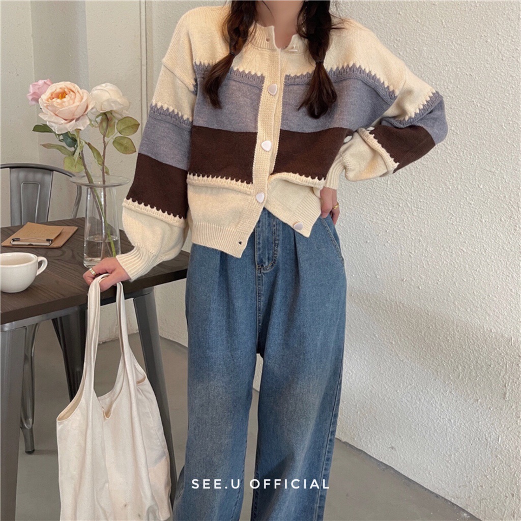Áo Cardigan Len Dệt Kim Phối Màu - See.U Official | BigBuy360 - bigbuy360.vn