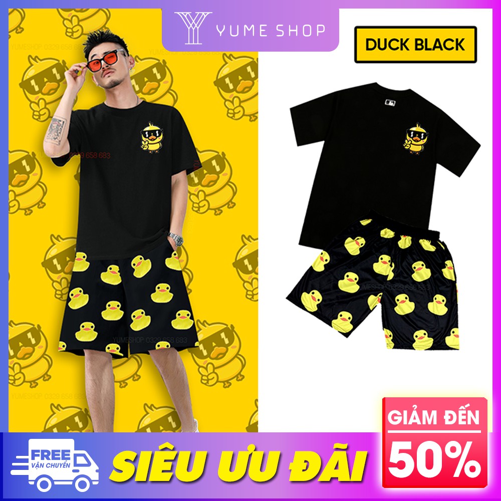 Đồ Bộ Hoạt Hình Unisex Duck Black form rộng tay lỡ