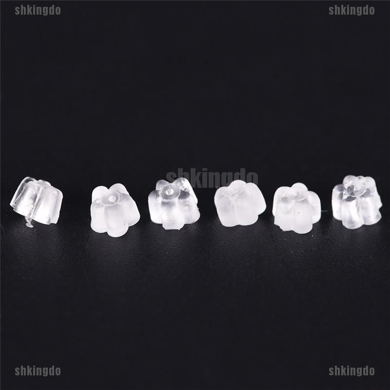 100 Nút Chặn Bông Tai Silicon Hình Hoa tiện dụng