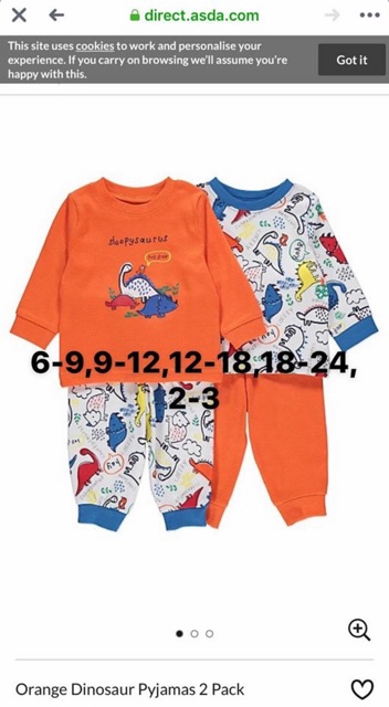 Set 2 bộ ngủ cotton bé trai george authentic size 0-18m