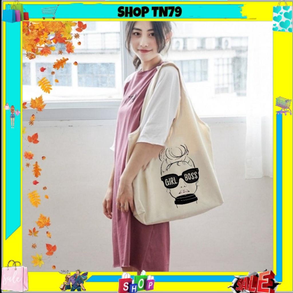 Túi tote vải canvas cute đựng đồ đi học mềm đẹp giá rẻ thời trang GB-01