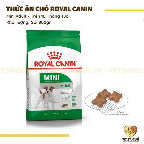 [CHÍNH HÃNG] ROYAL CANIN - MINI ADULT THỨC ĂN CHO CHÓ TRÊN 10 THÁNG - GÓI 800G