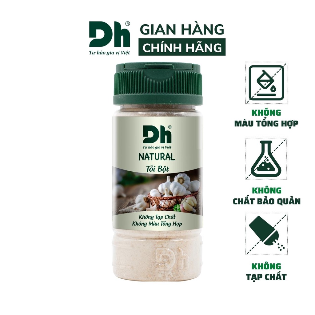 Bột tỏi nguyên chất Natural DH Foods chế biến thực phẩm 60gr - DHGVT58