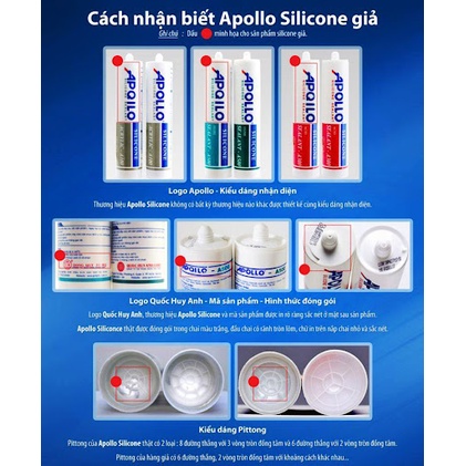 KEO SILICON APOLLO A100,A300,A500 - Keo dán tường bịt kín khe hở, kết dính gỗ, kim loại, kính, gạch, bê tông