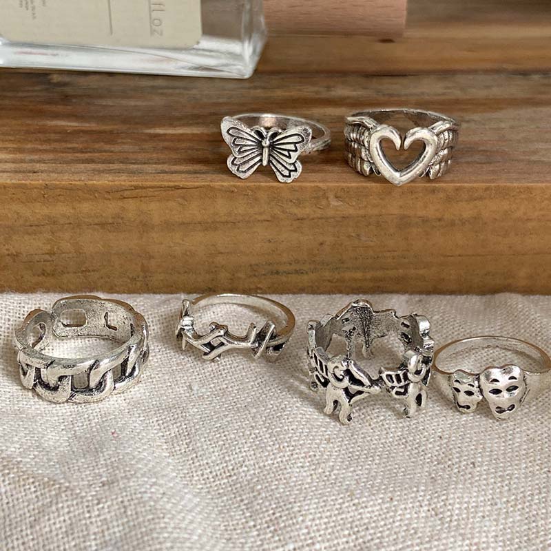 Set 6 Nhẫn Đeo Tay Phong Cách Vintage Cá Tính