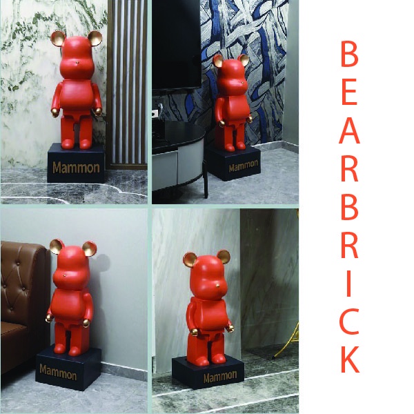 Đồ chơi mô hình gấu Bearbrick 1000% màu cam phong cách Nhật Bản