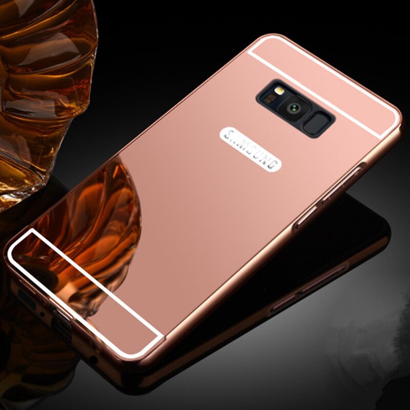 Ốp lưng Samsung Galaxy S8 bo tròn tráng gương viền kim loại