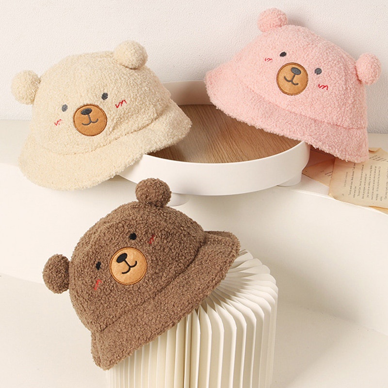 Mũ beanie Tai Bèo Dày Dặn Giữ Ấm Chống Gió Hình Gấu Dễ Thương Cho Bé Trai Và Gái