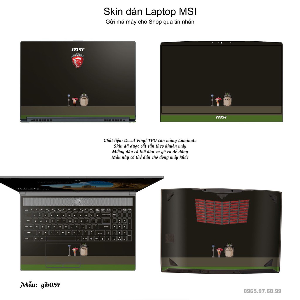 Skin dán Laptop MSI in hình Ghibli _nhiều mẫu 9 (inbox mã máy cho Shop)