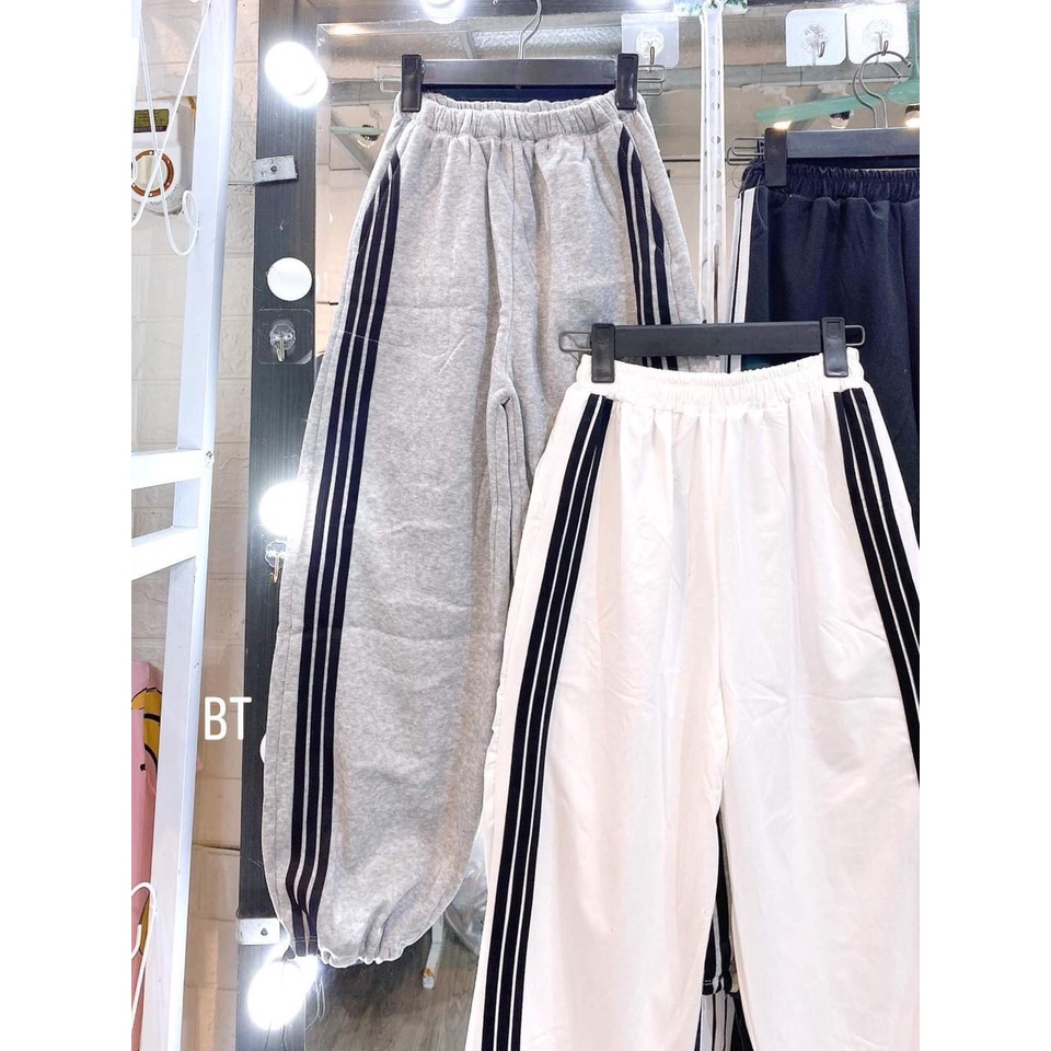 Quần Jogger 3 Sọc Dây Rút Nữ  Quần dài thể thao ống suông cạp chun, cá tính SIÊU HOT