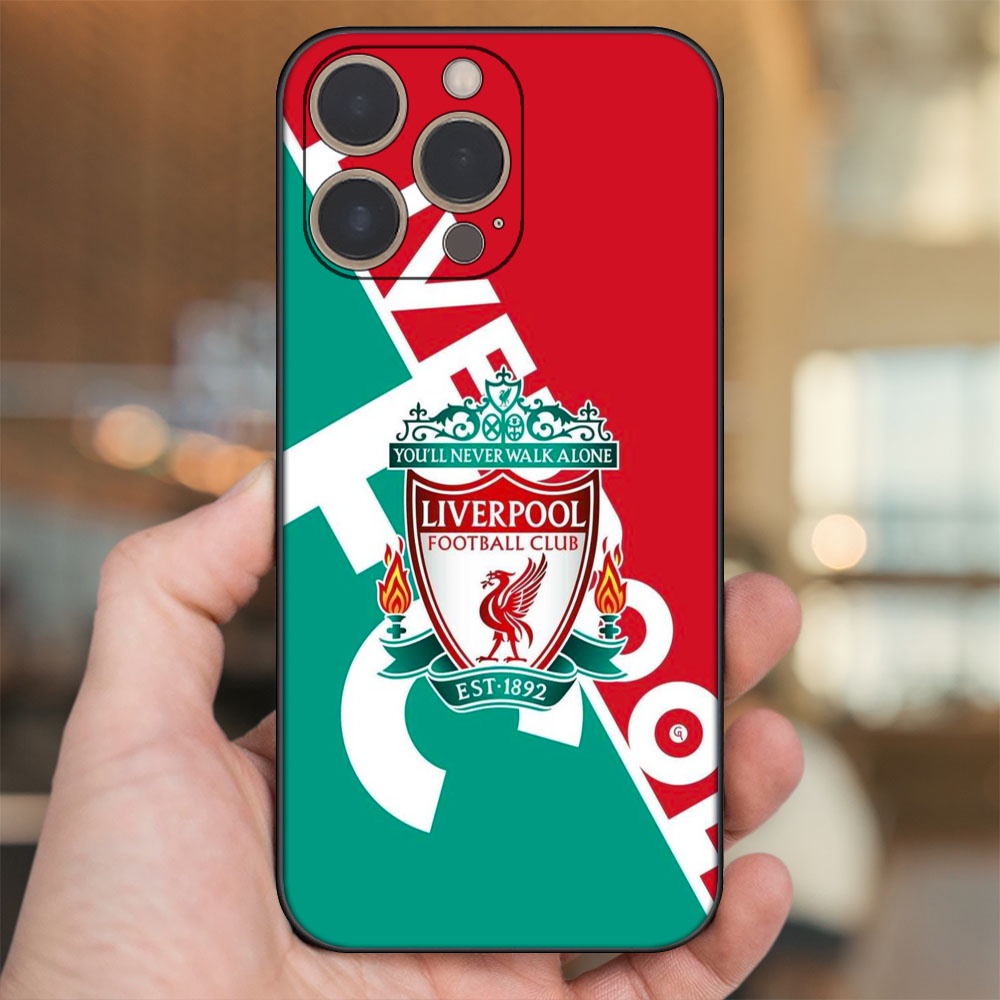 Ốp lưng iPhone 14 Pro dẻo đen cạnh vuông in hình Liverpool FC