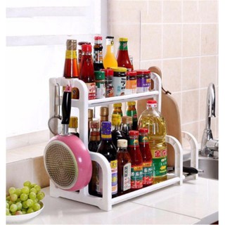 Kệ đựng gia vị nhà bếp 2 tầng chữ H kèm khay để thớt
