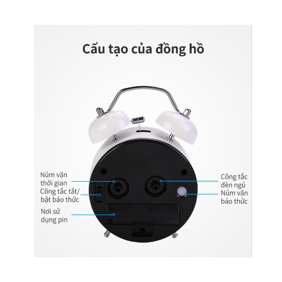 Đồng hồ báo thức Deli - Xanh dương/Xanh lá/ Hồng - 8802