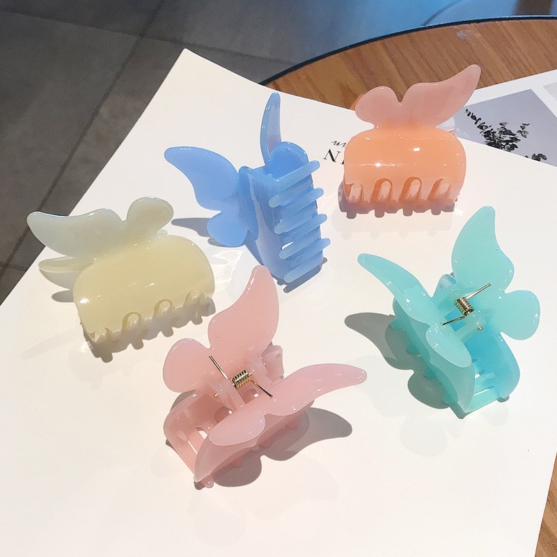 Kẹp Càng Cua Hình Nơ Bướm Bằng Acrylic Nhiều Màu Mới Cho Nữ