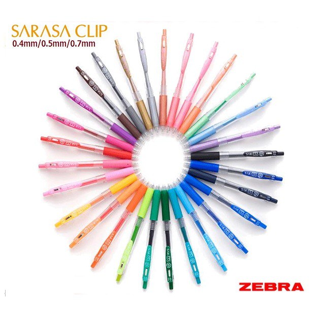 Bút bi gel Zebra Sarasa clip Nhật Bản cỡ 07 ,bán lẻ màu