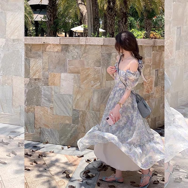 Đầm hoa nữ dáng dài tiểu thư thanh lịch - hàng chuẩn