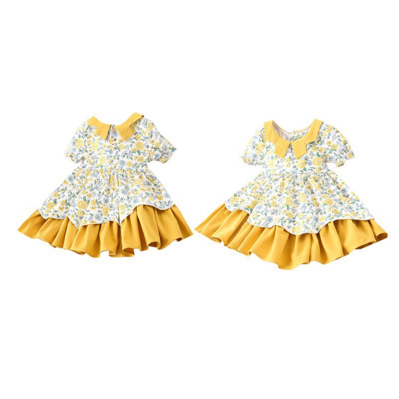 [NHẬP KIDTET hoàn 15% xu đơn 150k] Đầm ngắn tay in hoa dễ thương cho bé gái