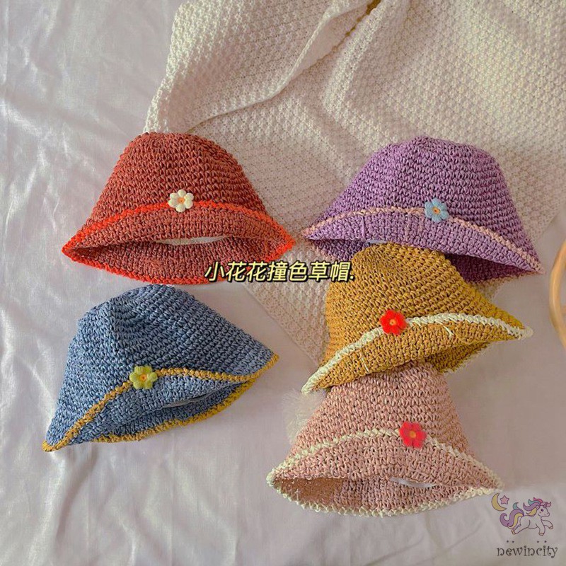 Mũ Rộng Vành Đính Hoa Xinh Xắn Cho Bé Gái