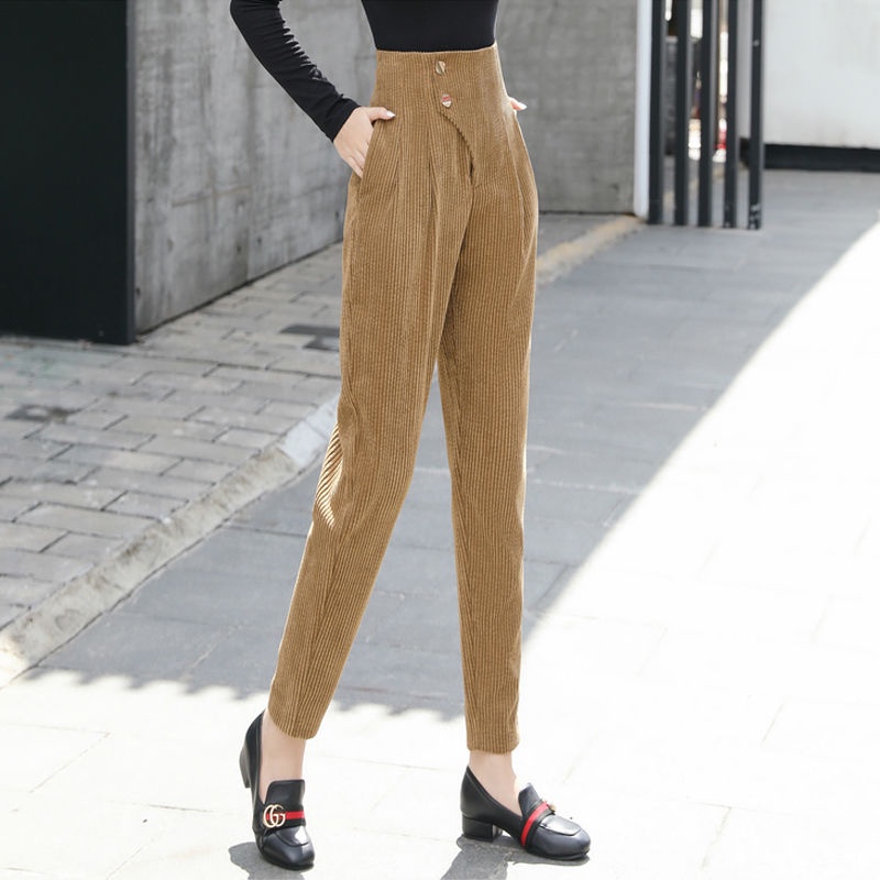 Quần Harem Lưng Cao Chất Nhung Dày Dặn Hợp Thời Trang
