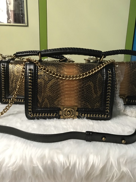 Túi xách nữ, xách tay đeo chéo boy da rắn cực đẹp size 20,25cm handmade | BigBuy360 - bigbuy360.vn