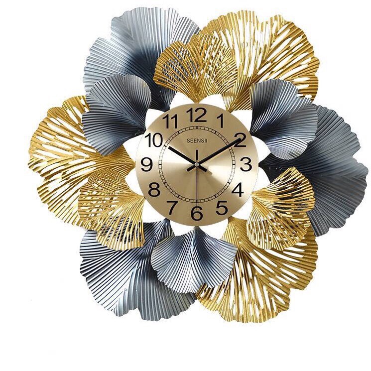 SIÊU GIẢM GIÁ Đồng hồ treo tường trang trí decor bông hoa mai sắt cao cấp (KT 60x60cm)