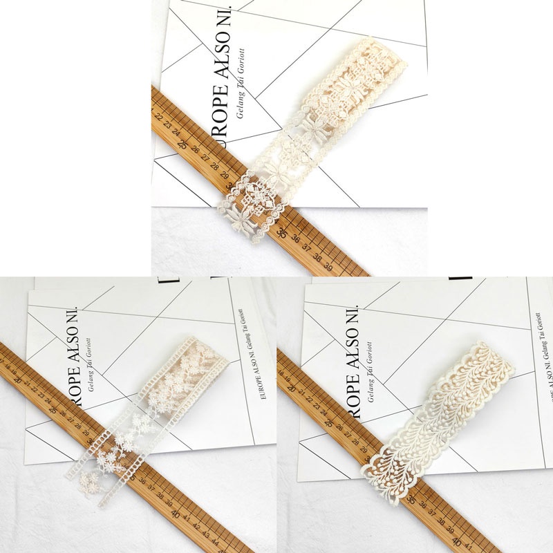 Cuộn Vải Ren Hoa 3d Màu Trắng Dài 1 Yard Dùng Làm Đồ Thủ Công