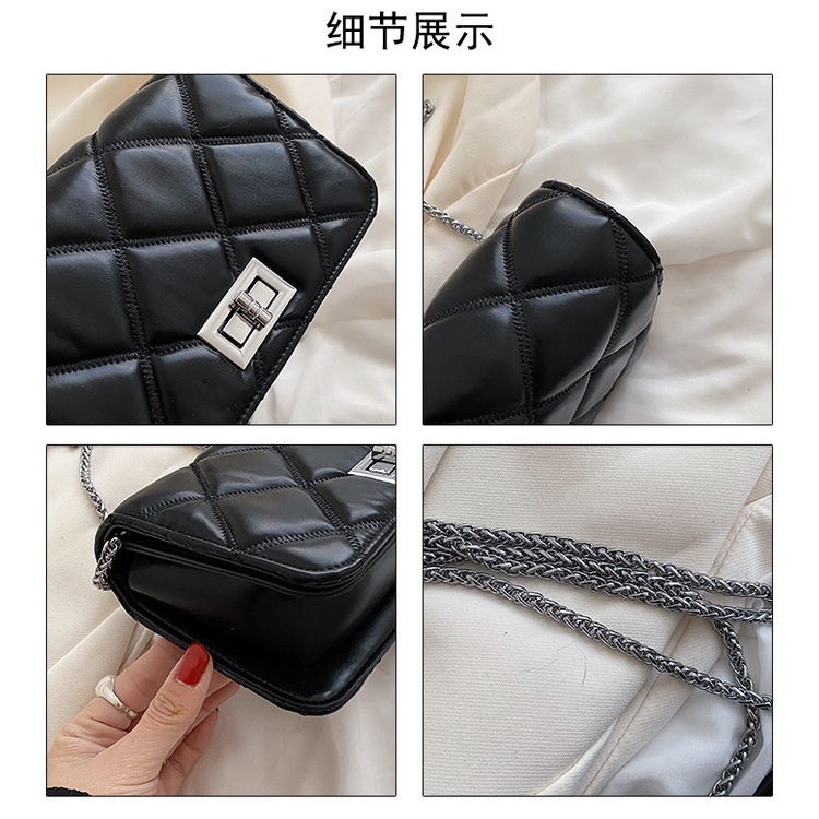 Túi Đeo JASMIN NOIR Chéo Nắp Lật Khóa Nhỏ Họa Tiết Caro Cổ Điển Cho Nữ