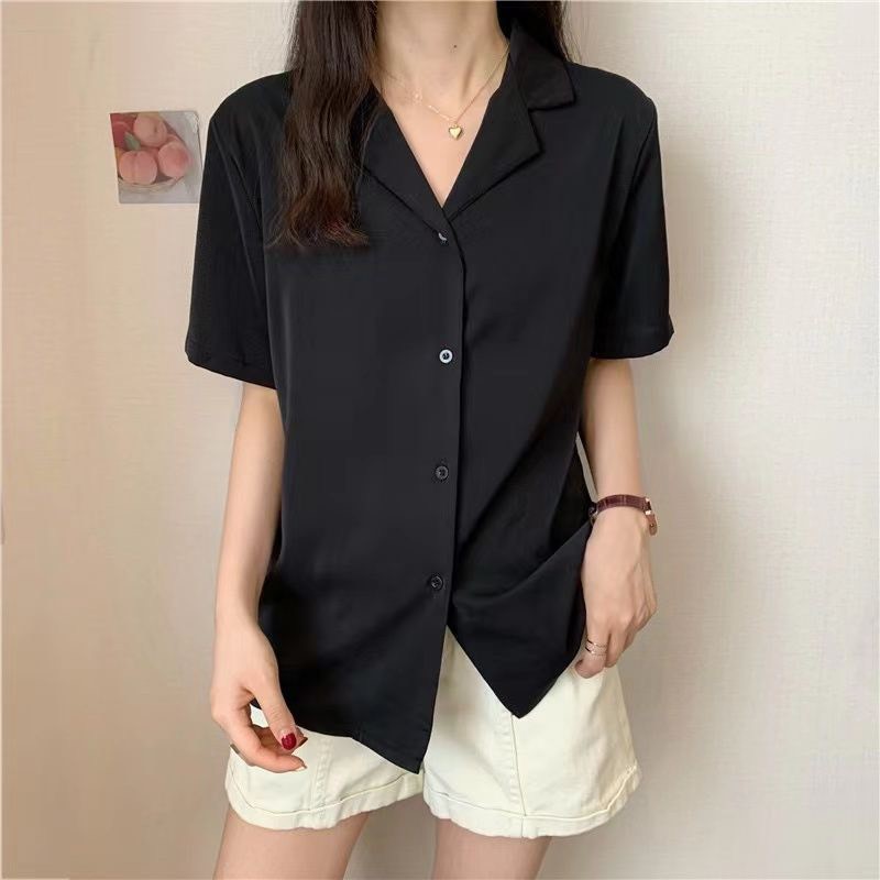 Áo sơ mi ngắn tay cổ VEST màu đen cá tính Ulzzang kèm video ảnh thật Vestcoc89