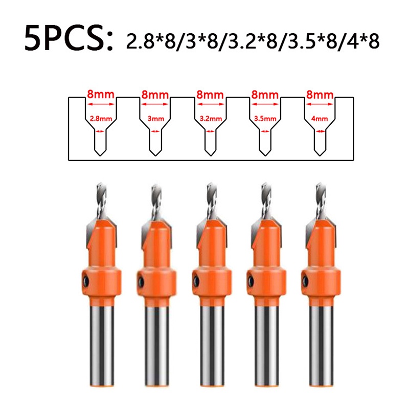 Xinghergood 5PCS HSS Timber Woodworking Ti Countersink Drill Bit Set Screw Cutter Wood Tool XHG