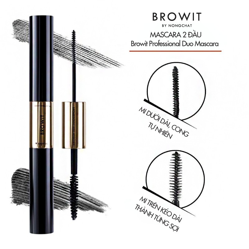 [Mã BMLT35 giảm đến 35K đơn 99K] Mascara 2 Đầu Browit Professional Duo Mascara 4 + 4g SEXY BLACK