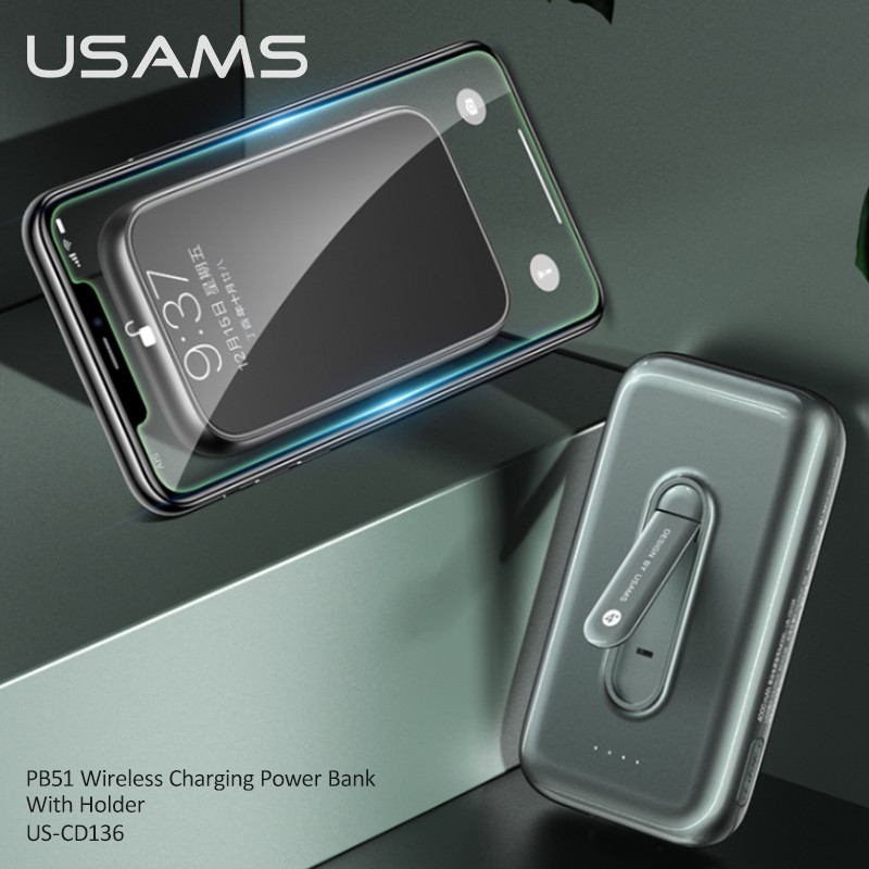 Sạc Dự Phòng Usams Us-cd136 Dung Lượng 4000mah Không Dây Cho Iphone Huawei Mate 30 Xiaomi